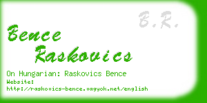 bence raskovics business card